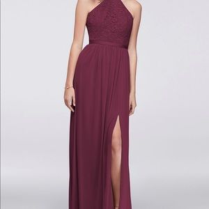 David’s Bridal Open Back Lace and Mesh Dress